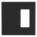 Hubbell Wiring Device-Kellems Wallplate, Mid-Size 2-Gang, 1) Decorator 1) Box Mount Blank, Black PJ1326BK